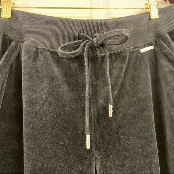 MICHAEL KORS Y2K Black Velvet Velour Lounge Pants Wide Leg L pockets pull on - Picture 6 of 10